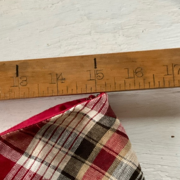 Jones New York Skirt Linen Plaid Tartan Midi Full Circle Red Tan White Size 6 - Picture 10 of 11